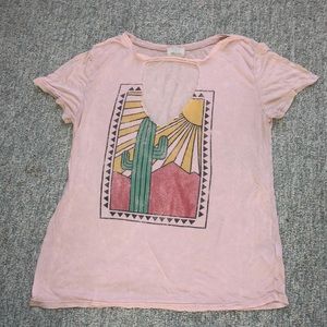 pink cut out t shirt